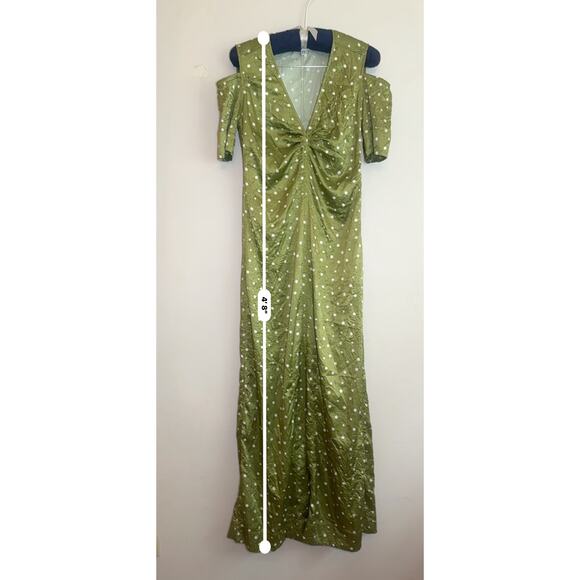 GANNI GREEN LONG POLKA DOT DRESS size  34 (US XS) - Picture 7 of 11